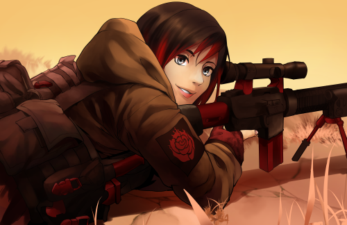 Ruby Rose (or is it her mom Summer) sniping with some sort of M4 variant?